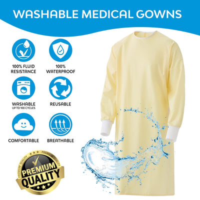 Reusable Isolation Gowns (Yellow) - Pack of 6 - Noble's Health Care Products Solutions