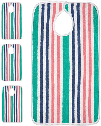 Terry Adult Bibs with Velcro Closure (Stripes Print) - Noble's Health Care Products Solutions