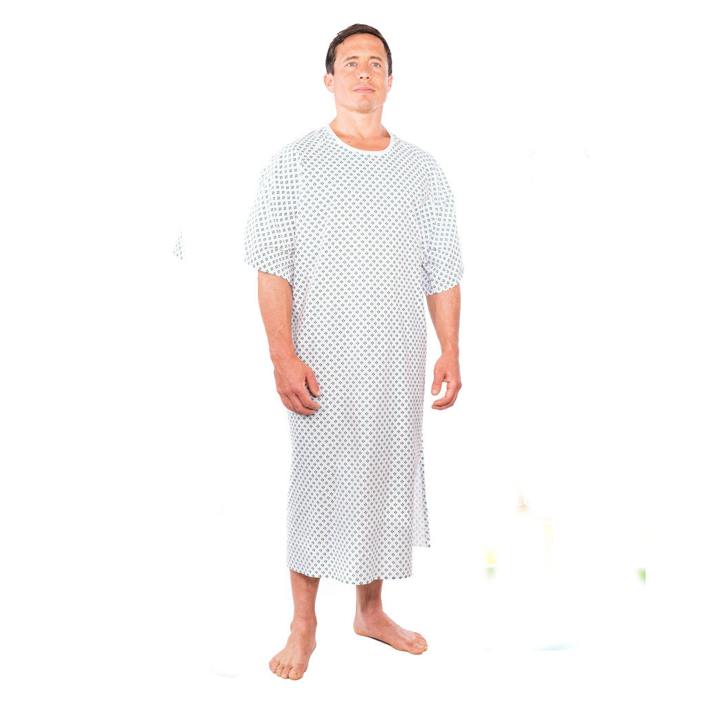 Unisex Hospital Gowns- Blue/Green Squares Print