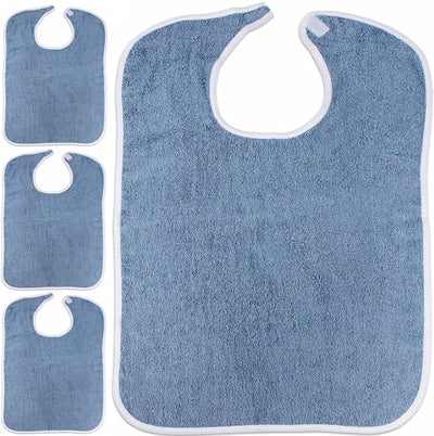 100% Cotton Terry Adult Bibs with Velcro Closure (Blue) - Noble's Health Care Products Solutions