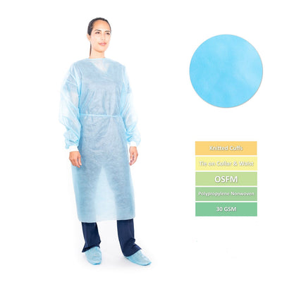 Blue Disposable Isolation Gowns - Medical & PPE Gowns (Case of 50)