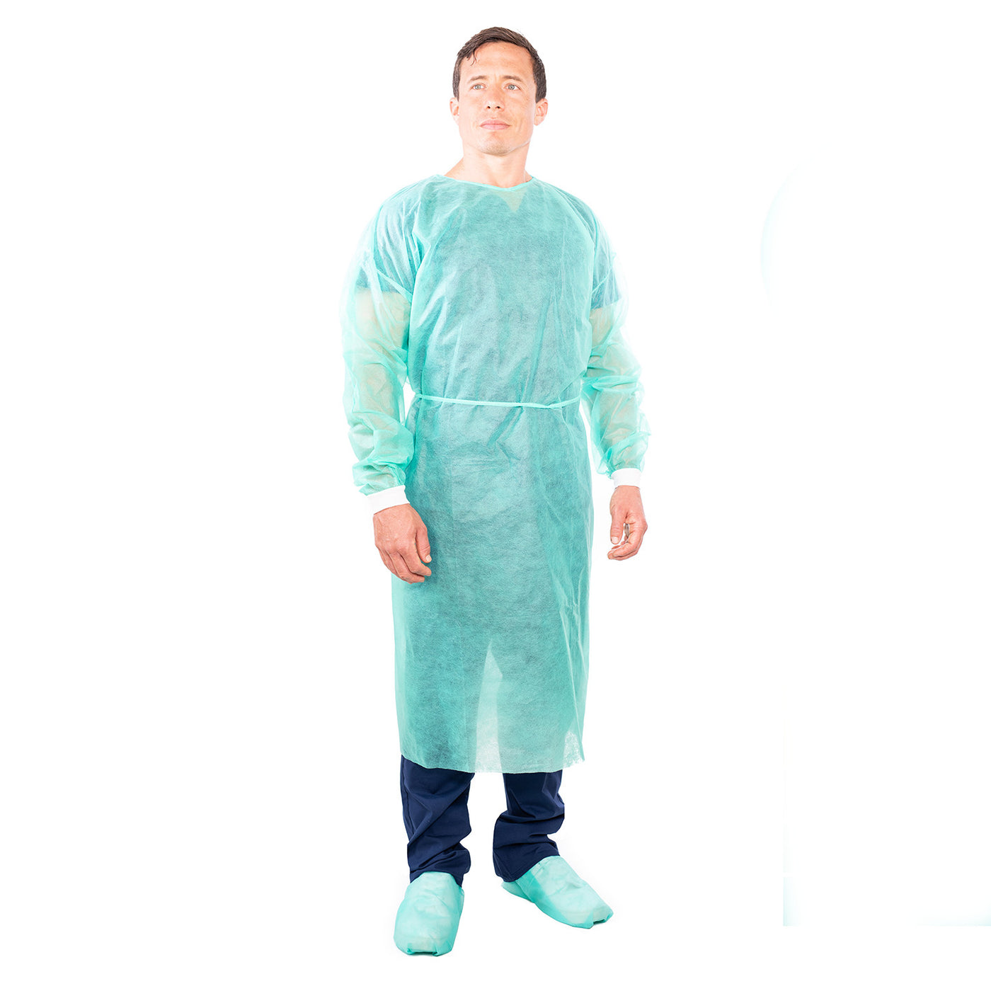 Green Disposable Isolation Gowns - Medical & PPE Gowns (Case of 50)