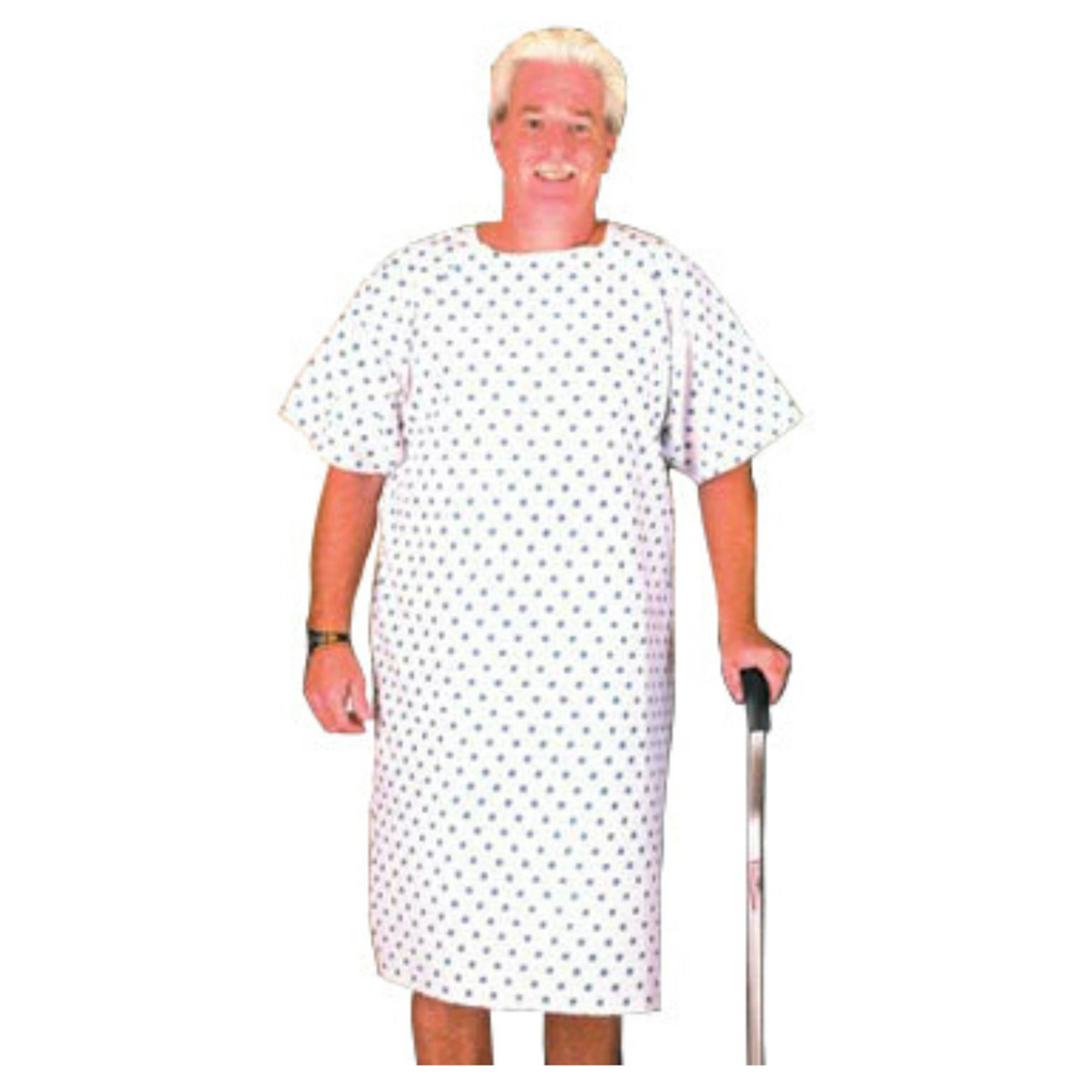 thumbnail image 2 of Nobles Blue Splendor Hospital Gowns - 3XL Poly/Cotton Blend Patient Gowns With Full Overlap Back 2 of 5